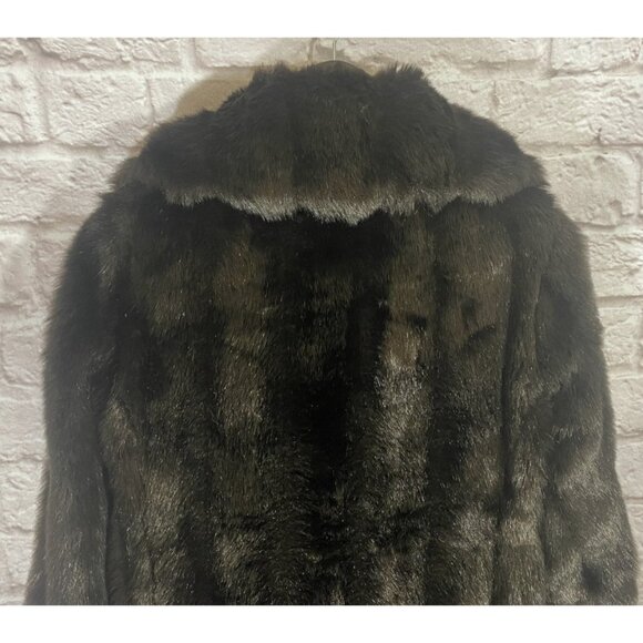 Betty Rose Vintage Faux Fur Coat Brown Hip Length Button Union Made USA 41" Bust - Picture 7 of 14